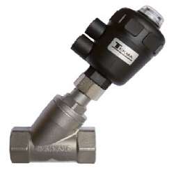 Zawór kątowy z siłownikiem z poliamidu